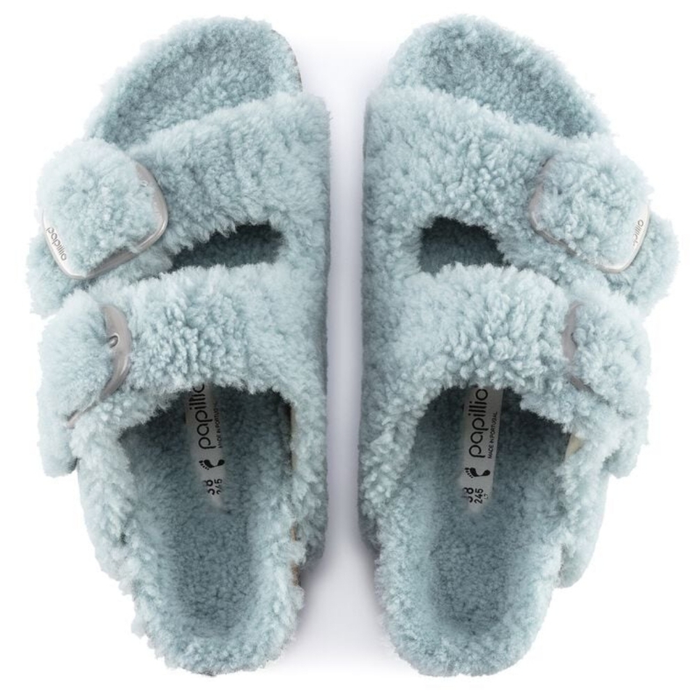Birkenstock Arizona Teddy Big Buckle Shearling, Faded Aqua, Narrow Fit - Picture 7 of 9